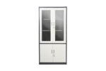 STEEL BOOKSHELF WITH GLASS DOORS & LOCKS