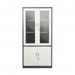 STEEL BOOKSHELF WITH GLASS DOORS & LOCKS