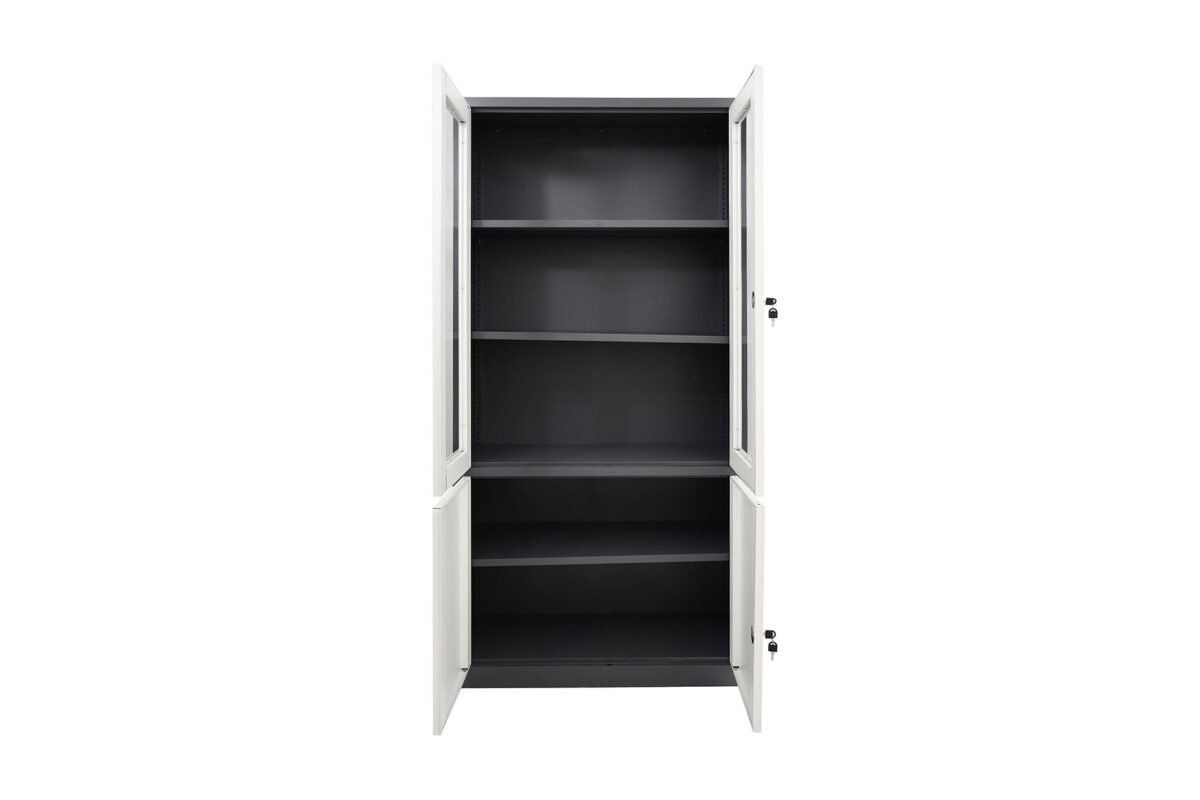 STEEL BOOKSHELF WITH GLASS DOORS & LOCKS - Image 2