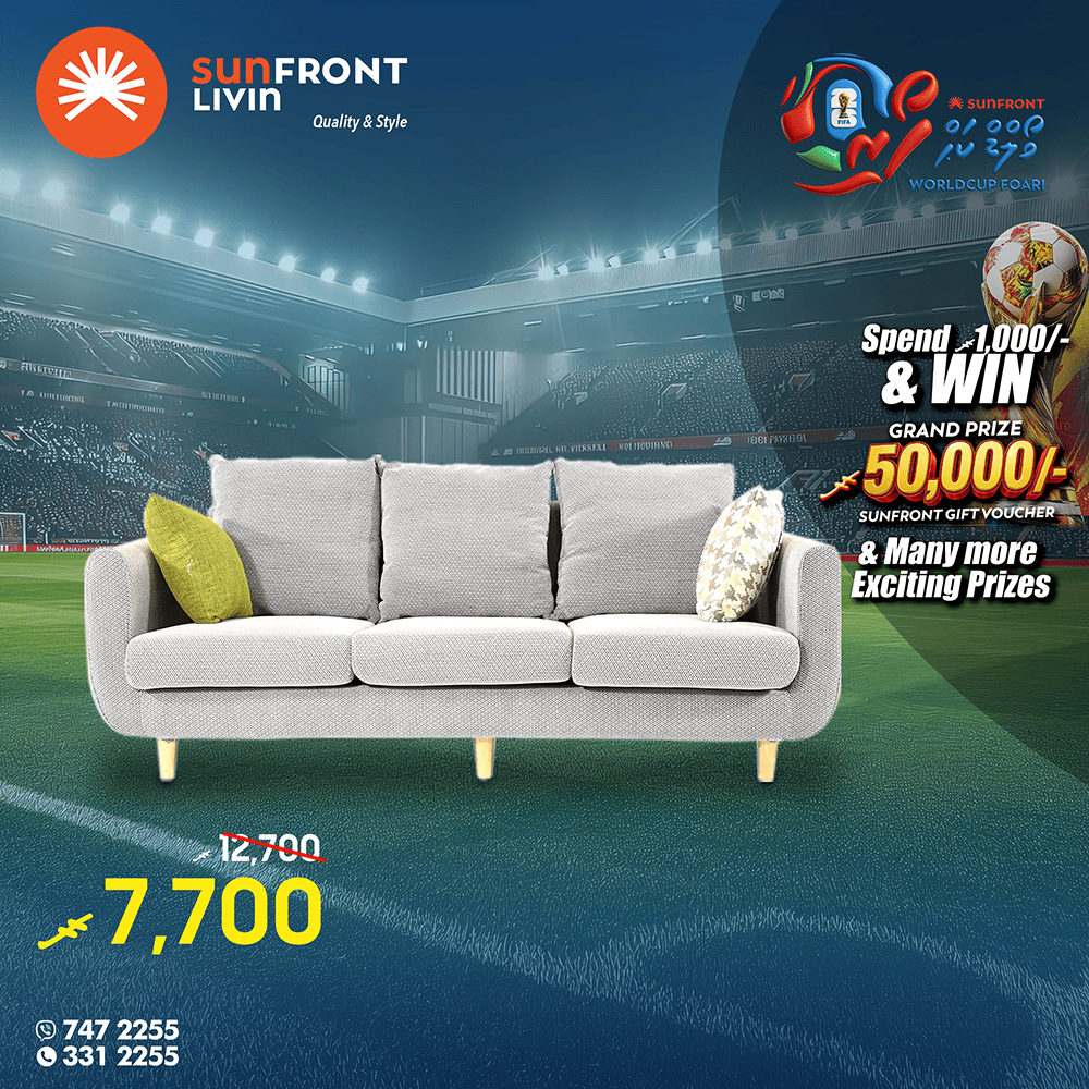 24235 worldcup FABRIC THREE SEAT SOFA - Image 1