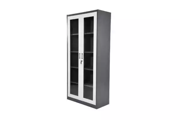 STEEL BOOKSHELF WITH GLASS DOORS