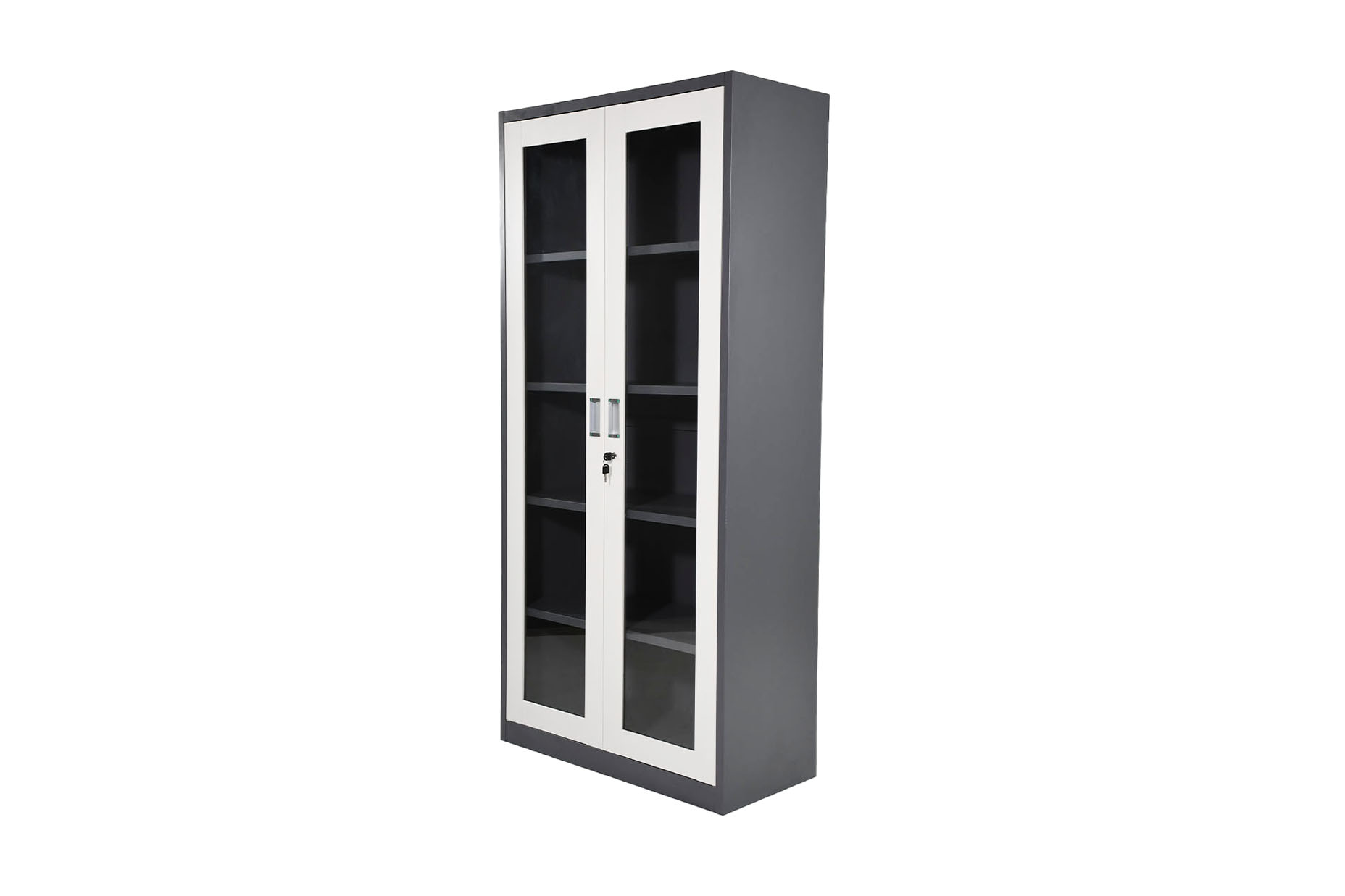 4306 (4) STEEL BOOKSHELF WITH GLASS DOORS - Image 1