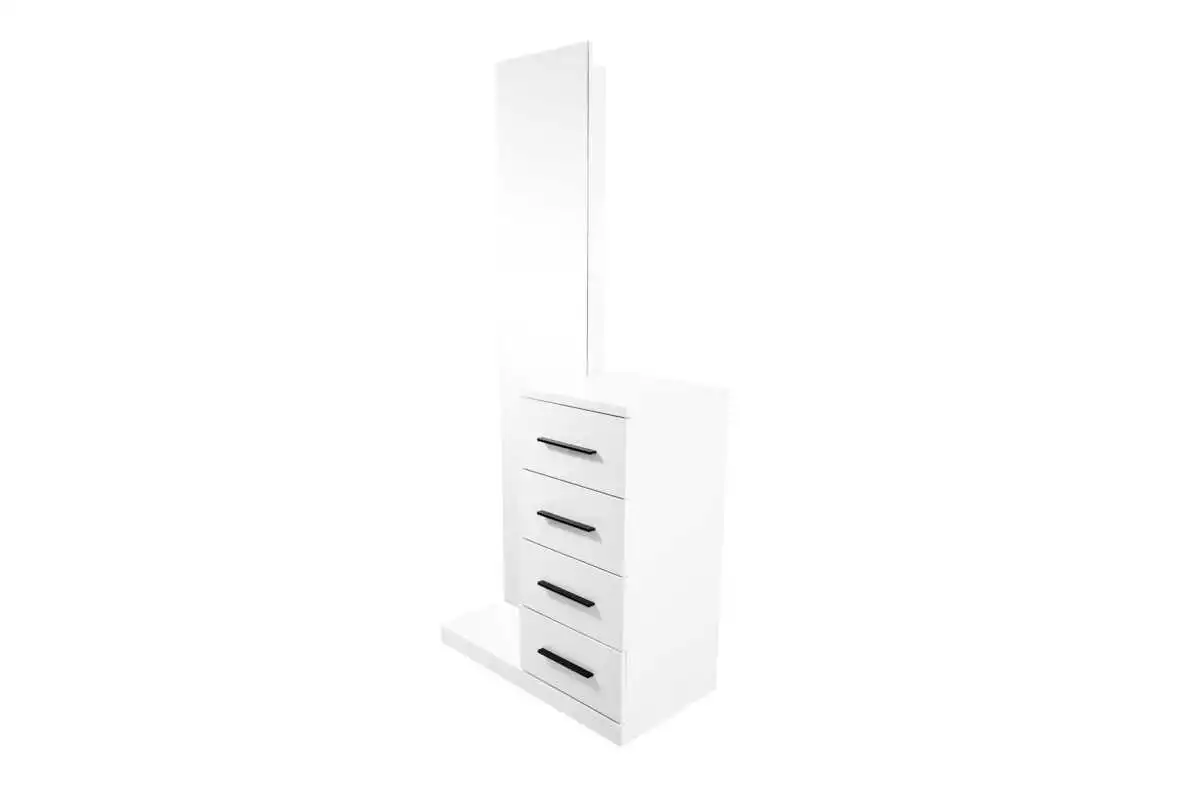 FULL HEIGHT MIRROR W/ CHEST WITH 4 DRAWERS GLOSS WHITE - Image 2