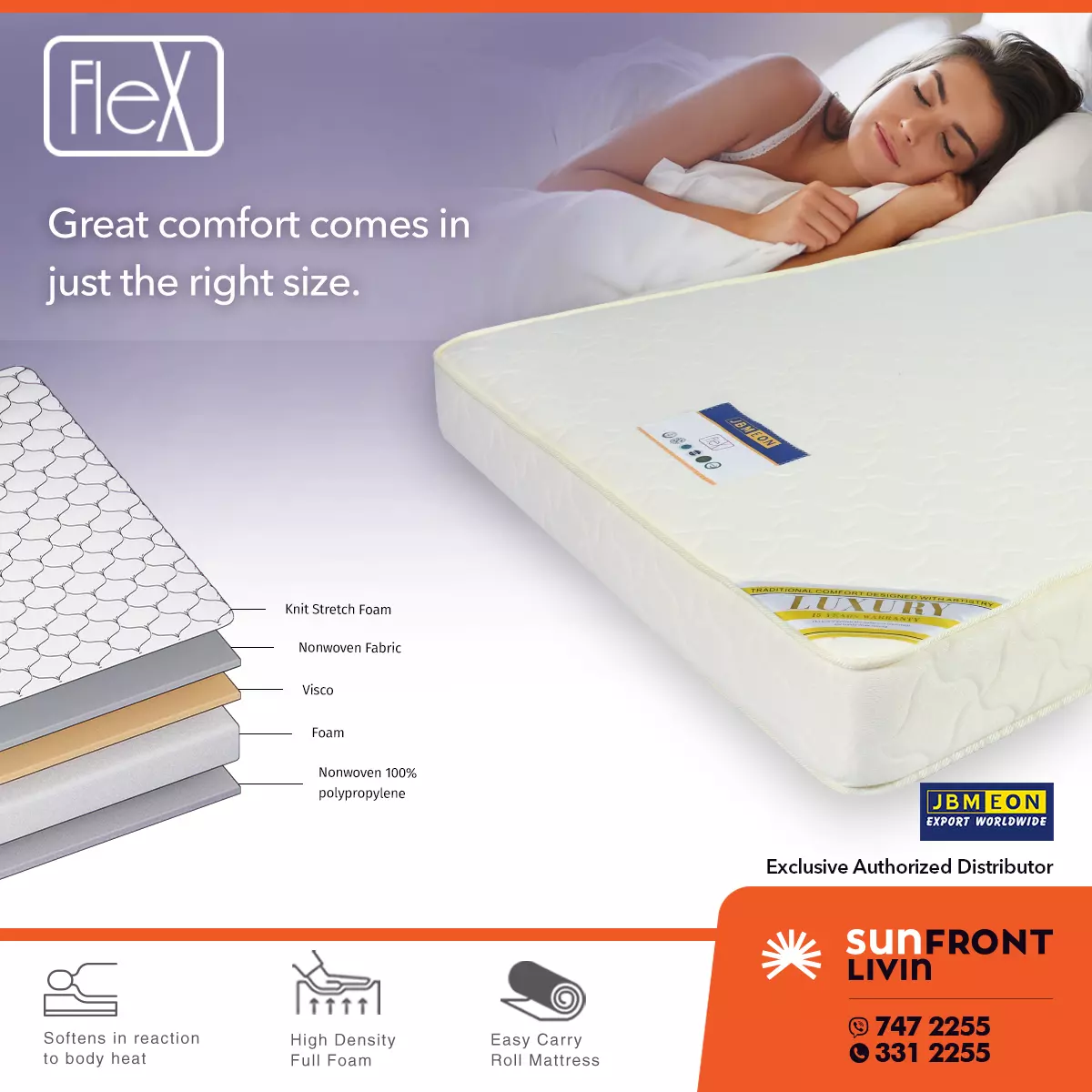 FLEX HIGH DENSITY FULL FOAM MATTESS JBM (QUEEN) - Image 3