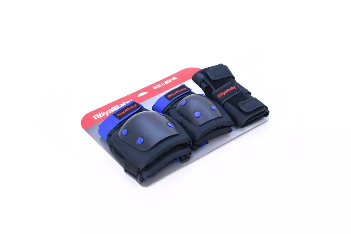KIDS PROTECTIVE PAD 3 PCS SET (WRIST+ELBOW+KNEE) BLUE ROYALBABY - Image 3