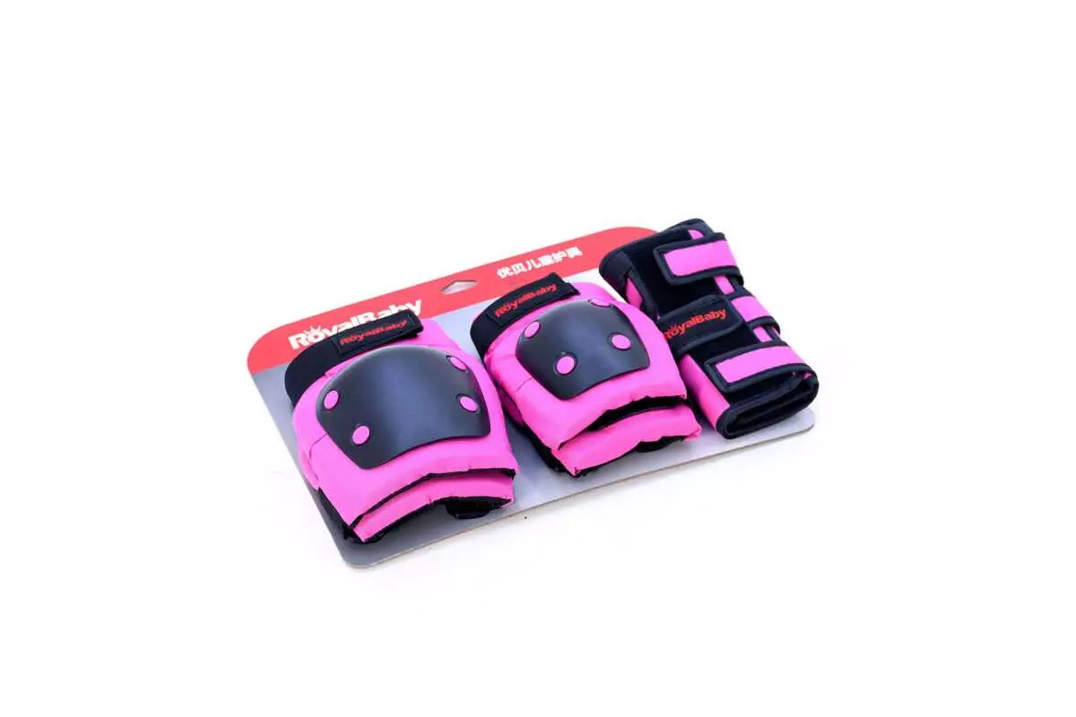 KIDS PROTECTIVE PAD 3 PCS SET (WRIST+ELBOW+KNEE) PINK ROYALBABY - Image 2