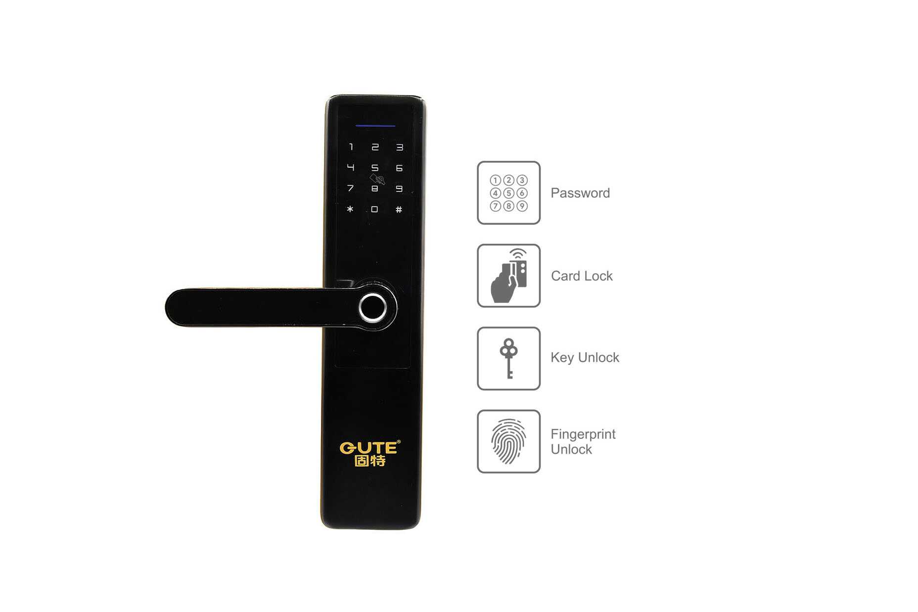 10251 SMART HANDLE DOOR LOCK 50X50 PASSWORD + CARD (MIFARE) + FINGERPRINT - Image 1
