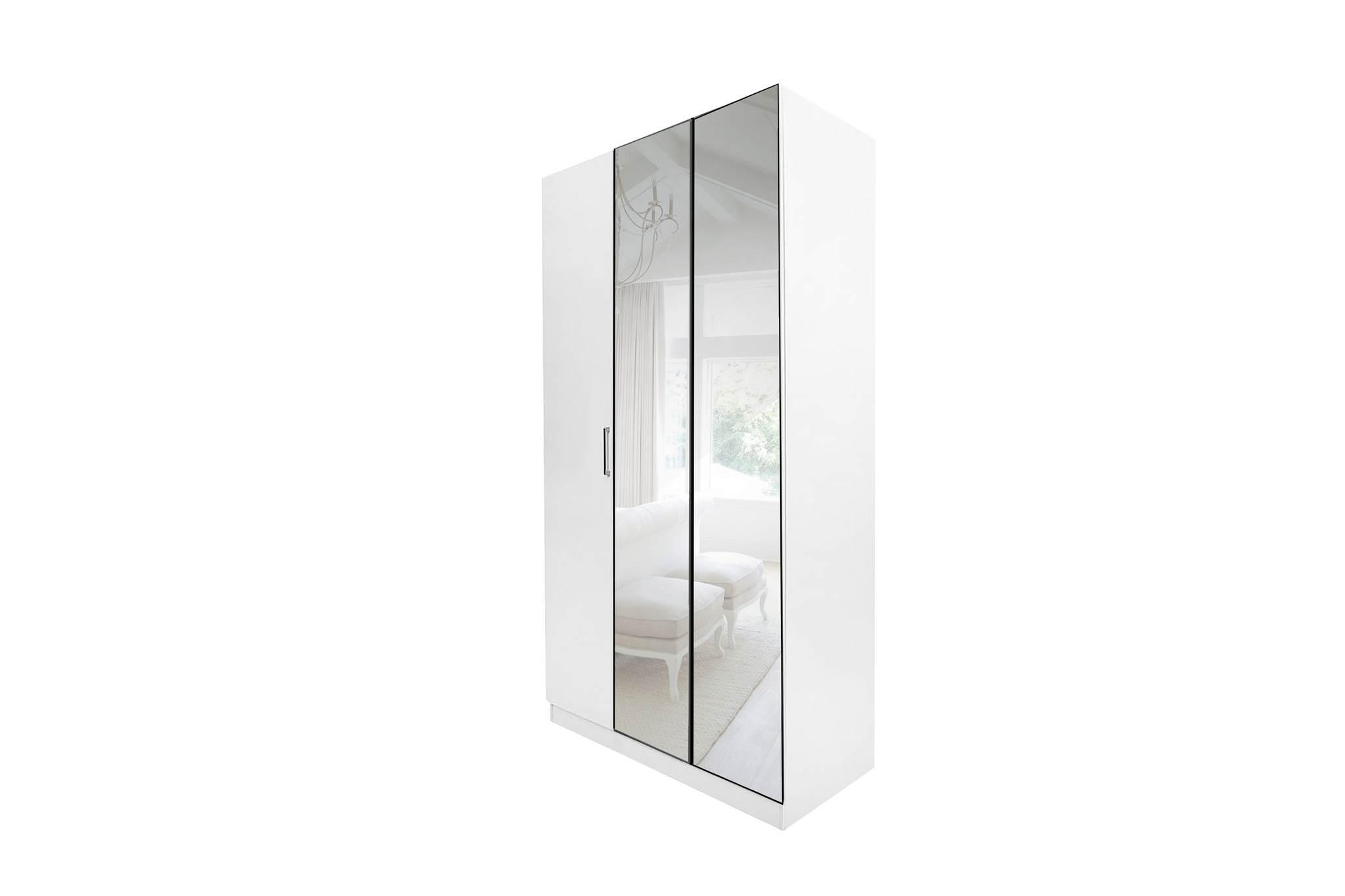 white mirror 8 WARDROBE 3 DOOR WHITE WITH/WITHOUT MIRROR - Image 1