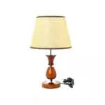 WOOD BASE BEDSIDE TABLE LAMP WITH E27 LED BULB