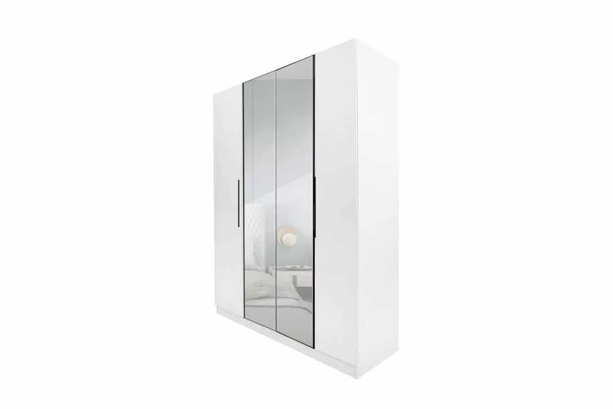 WARDROBE 4 DOOR WHITE WITH/WITHOUT MIRROR AKAMU - Image 3