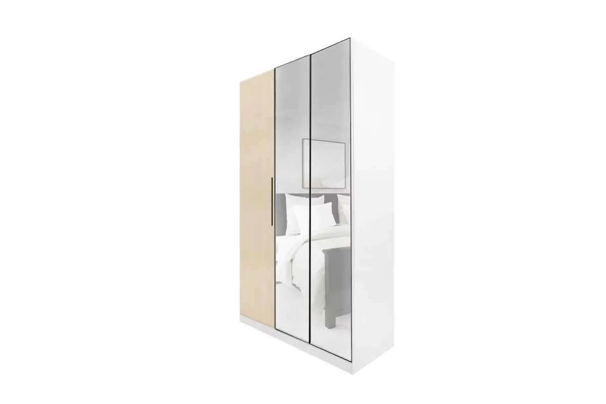 WARDROBE 3 DOOR LIGHT BROWN WITH/WITHOUT MIRROR AKAMU - Image 6