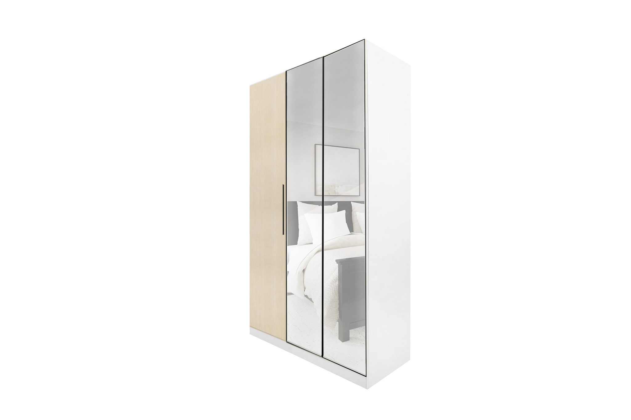wood mirror 6 WARDROBE 3 DOOR LIGHT BROWN WITH/WITHOUT MIRROR AKAMU - Image 1