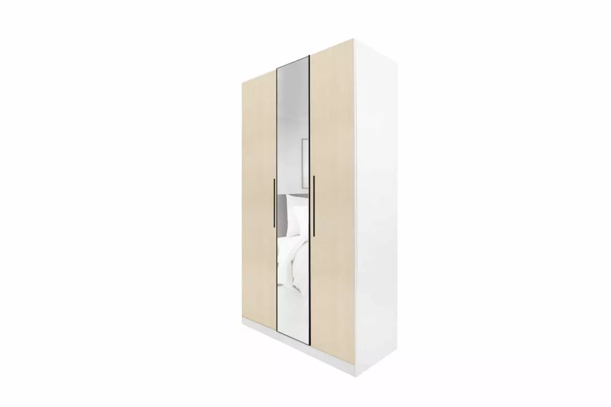 WARDROBE 3 DOOR LIGHT BROWN WITH/WITHOUT MIRROR AKAMU - Image 7