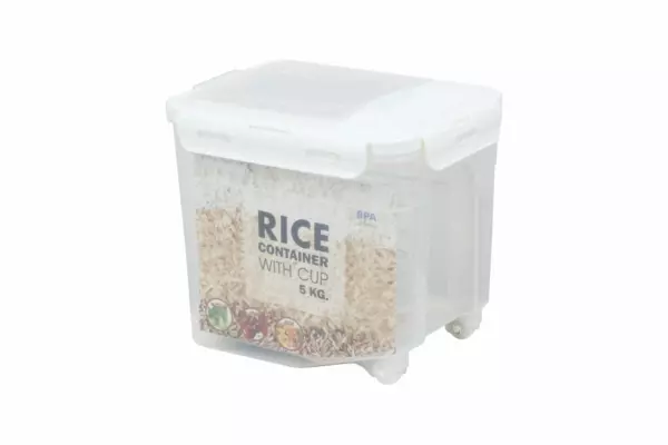 PLASTIC RICE STORAGE CONTAINER + MEASURING CUP 5KG