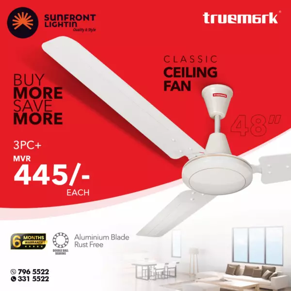 3 PCS BUNDLE OFFER 48" CLASSIC CEILING FAN TRUEMARK