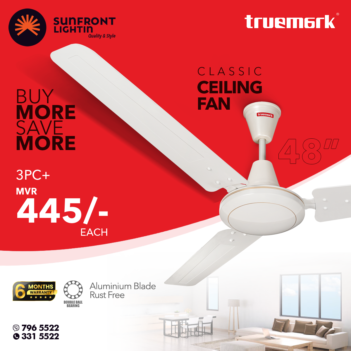 TM 2024 copy 3 PCS BUNDLE OFFER 48" CLASSIC CEILING FAN TRUEMARK - Image 1