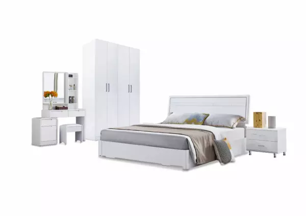 BEDROOM SET QUEEN STORAGE BED WITH 4 DOOR WARDROBE AKAMU