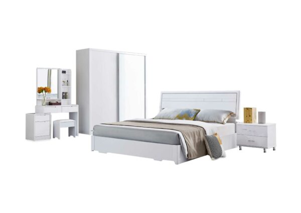 BEDROOM SET QUEEN STORAGE BED WITH 2 SLIDING DOOR WARDROBE AKAMU
