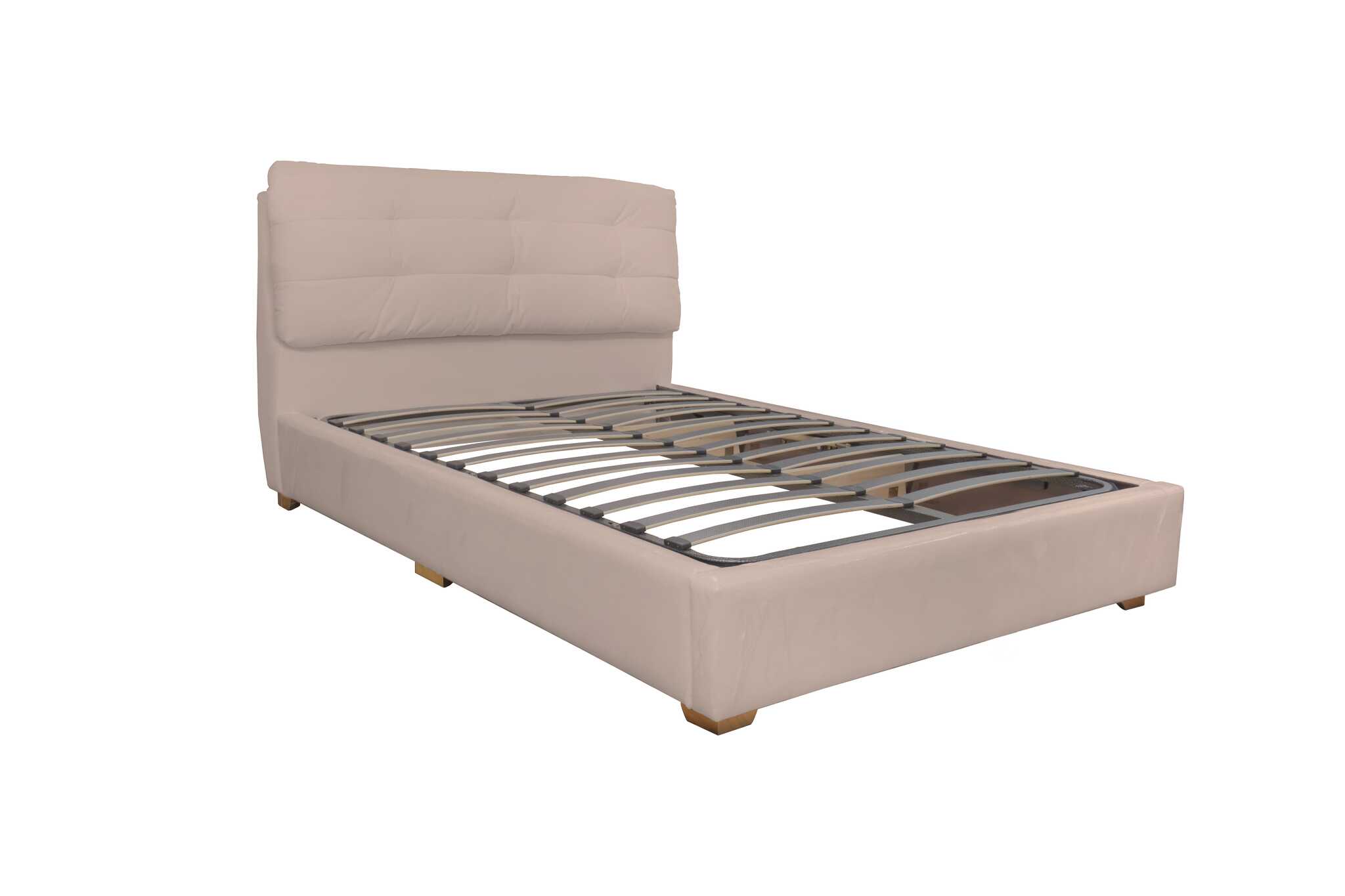5410 Queen Cream AKAMU QUEEN BED PU FABRIC CUSHIONED - Image 1