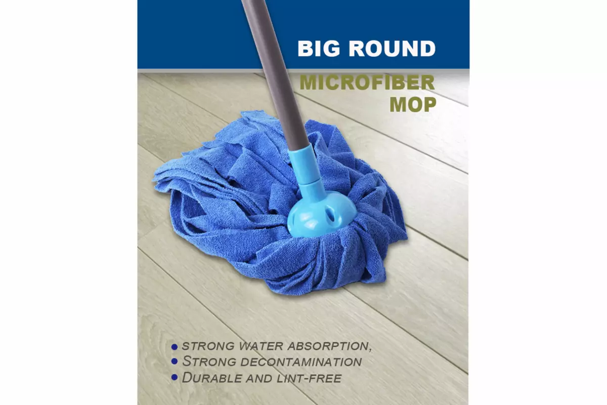 AODI BIG ROUND MICROFIBER MOP (IRON HANDLE) - Image 2