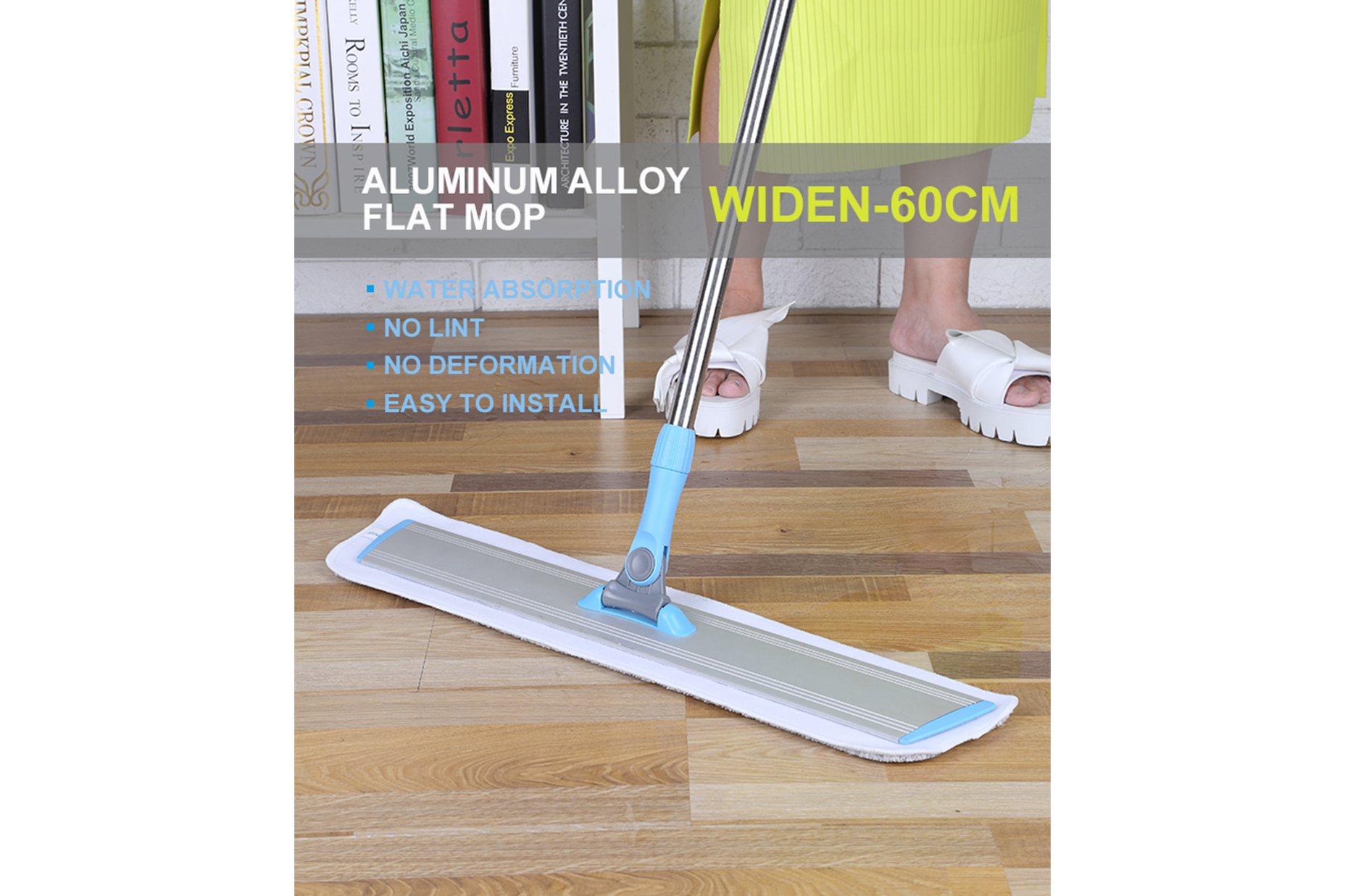 5463 AODI LENGTHEN ALUMINUM FLAT MOP (60CM) 2 REFILL - Image 1