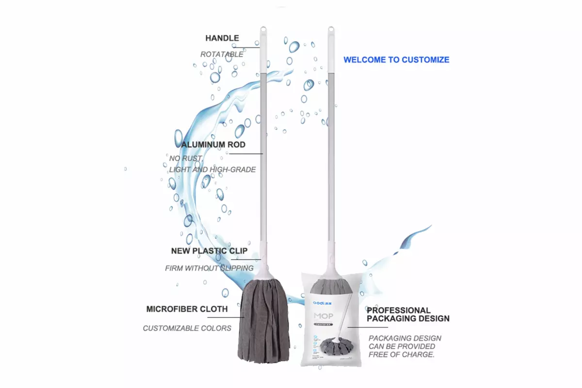 AODI 6 SIDES ALUMINIUM HANDLE MICROFIBER MOP-ROUND - Image 3