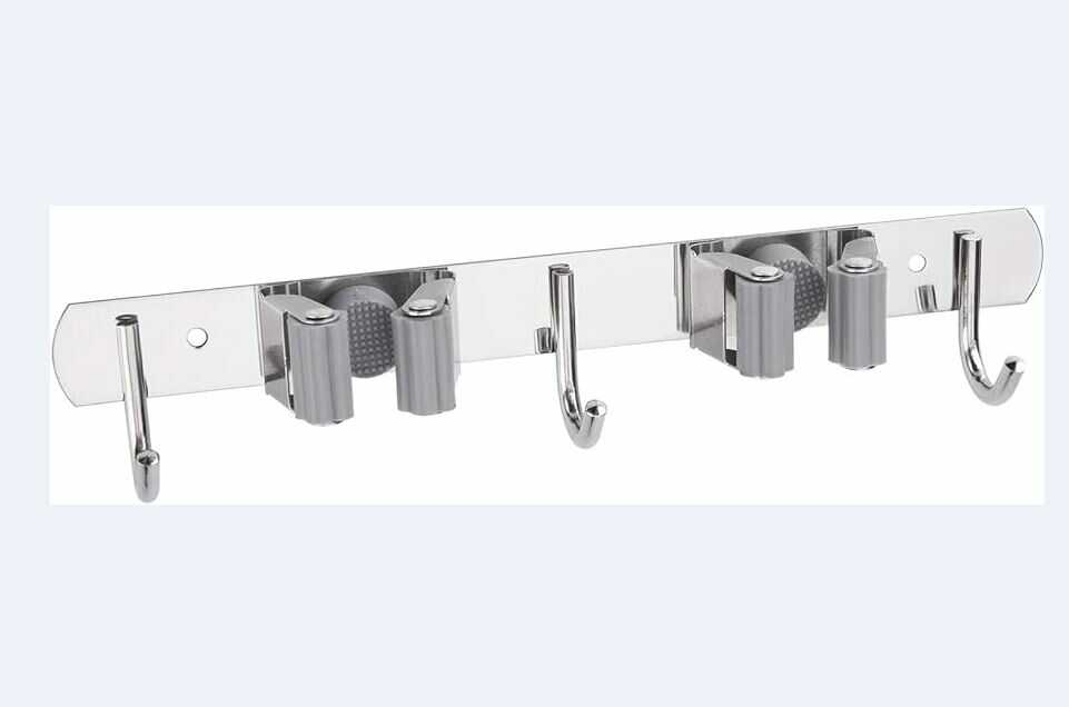 5538 AODI STAINLESS STEEL MOP HOLDER 3 HOOK 2 CLIP - Image 1