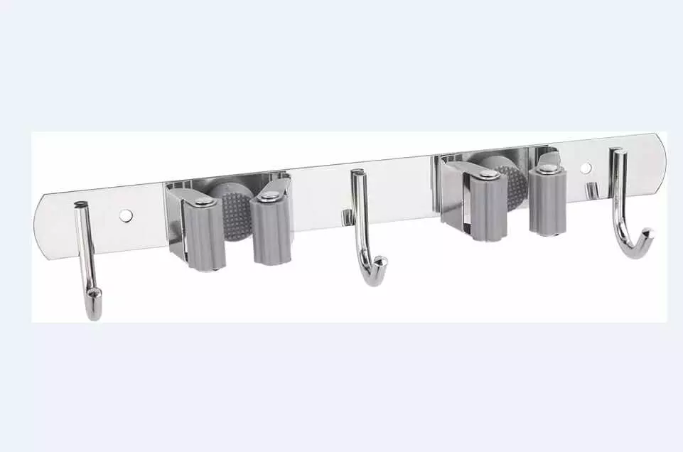 AODI STAINLESS STEEL MOP HOLDER 3 HOOK 2 CLIP - Image 2