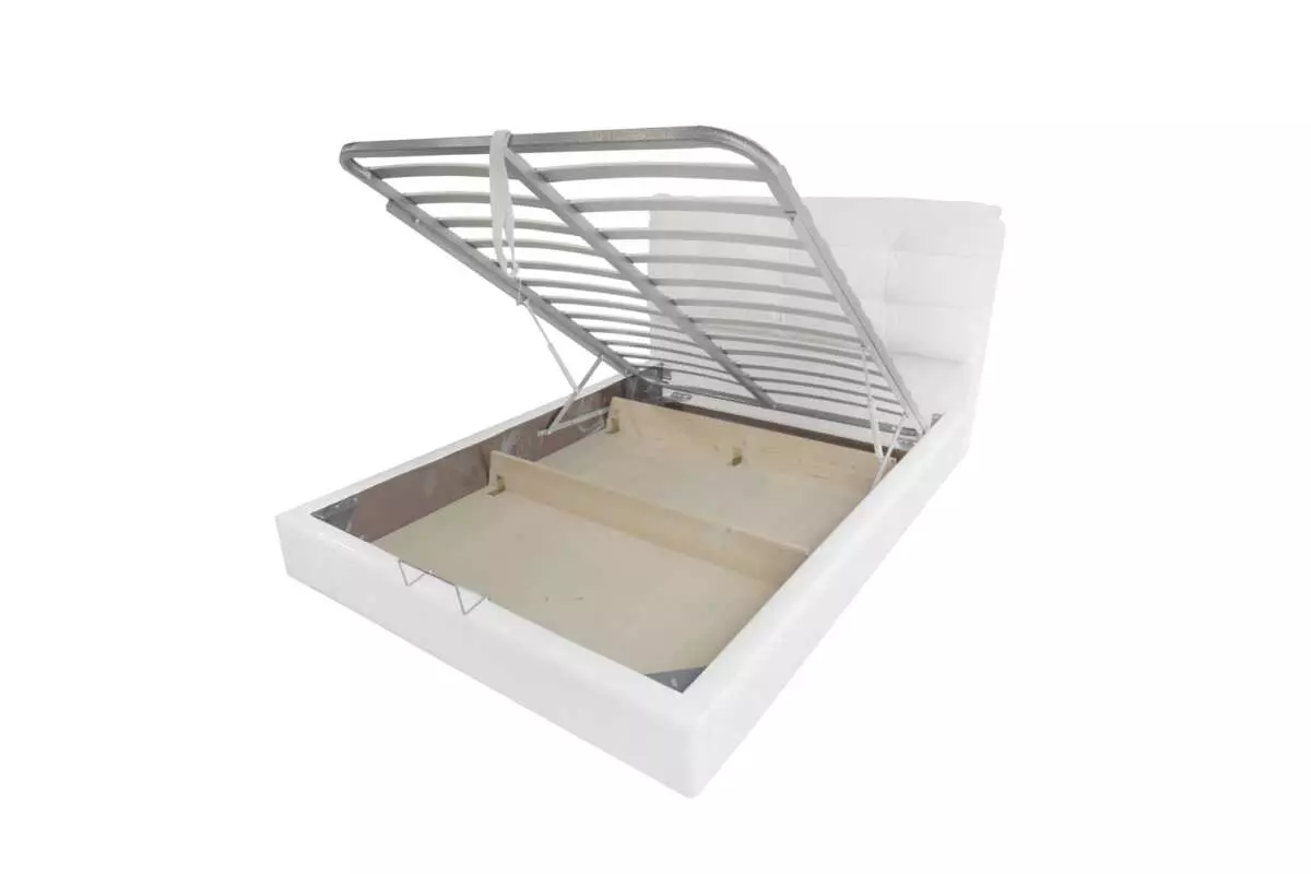 STORAGE QUEEN BED PU FABRIC CUSHIONED AKAMU - Image 3