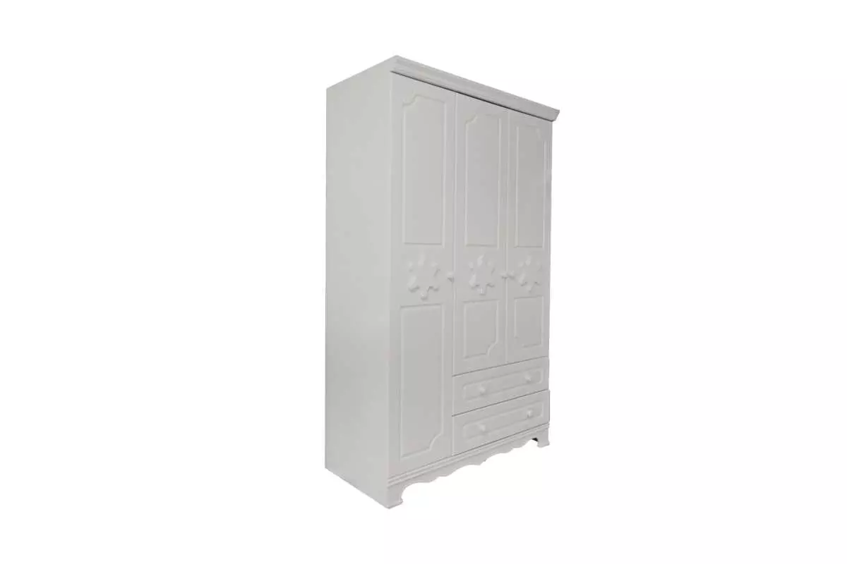WARDROBE 3 DOOR WITH DRAWERS WHITE AKAMU - Image 3