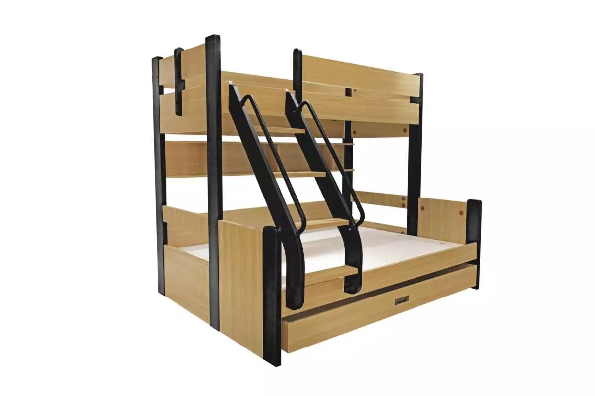 SINGLE + DOUBLE BUNK BED WITH SINGLE PULL OUT BED - Image 2