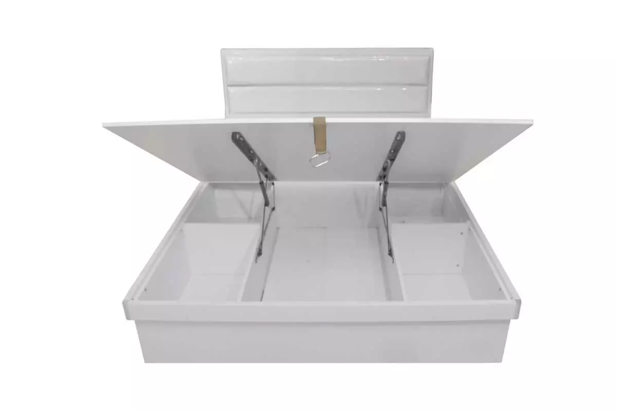 AKAMU STORAGE QUEEN BED CUSHION HEADBOARD WHITE - Image 3