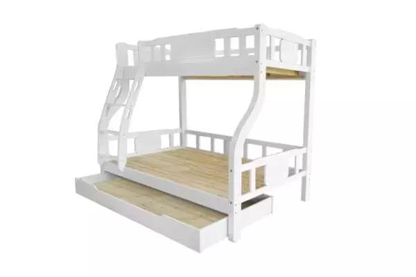 SOLID WOOD BUNK BED  WITH MDF PULL-OUT BED