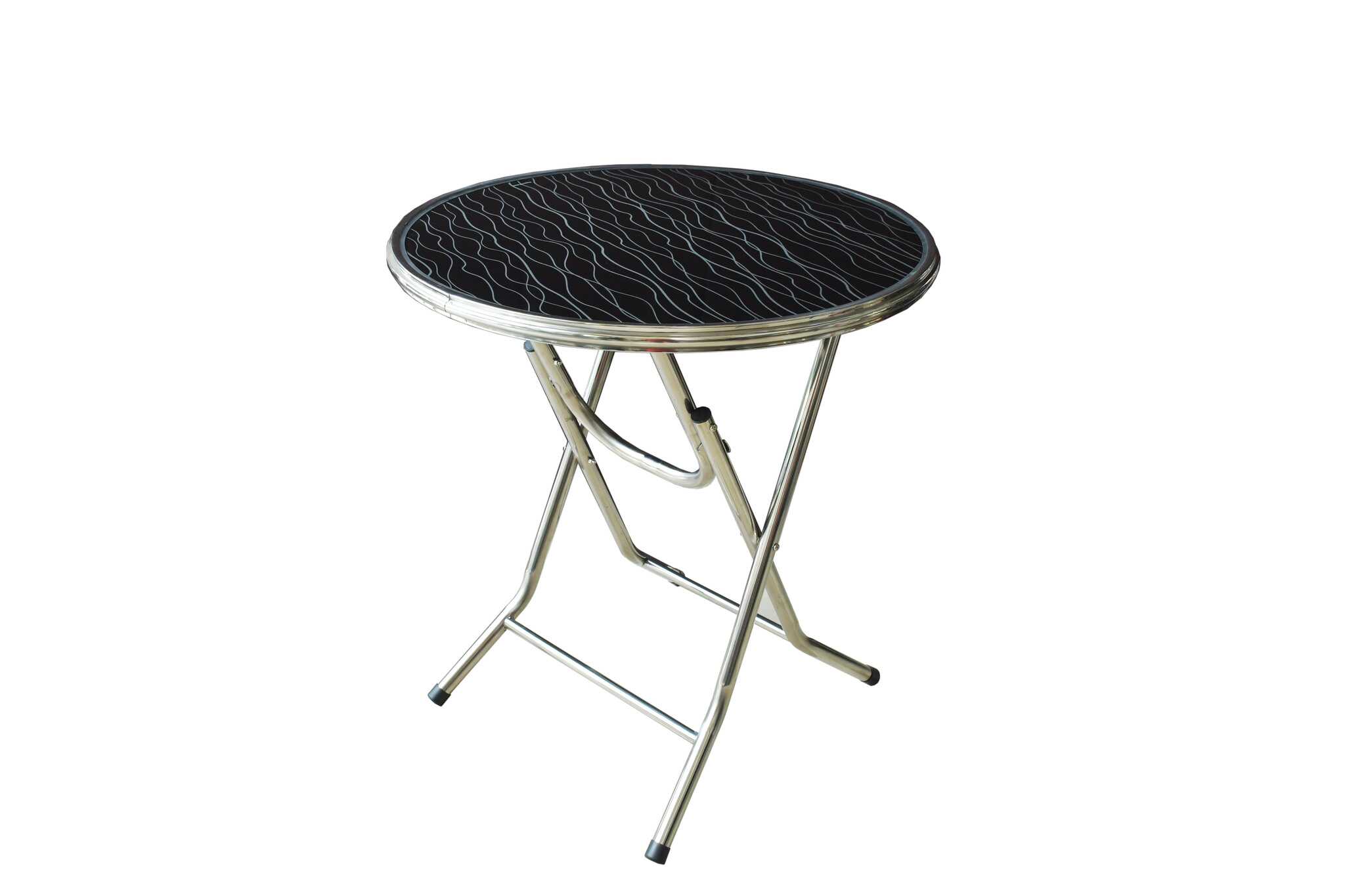 27908 FOLDING TABLE ROUND 700x700mm STAINLESS STEEL - Image 1