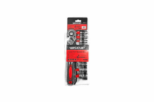 WISEUP 12PCS 1/2INCH SOCKET+RATCHET WRENCH SET
