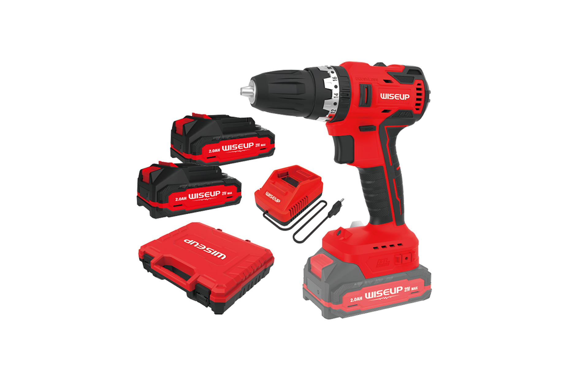 28191 WISEUP BRUSHLESS CORDLESS IMPACT DRILL 10MM CHUCK - Image 1