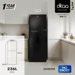 DKAA 2 DOOR INVERTER REFRIGERATOR NO-FROST R600A (236L) BLACK - Image 4