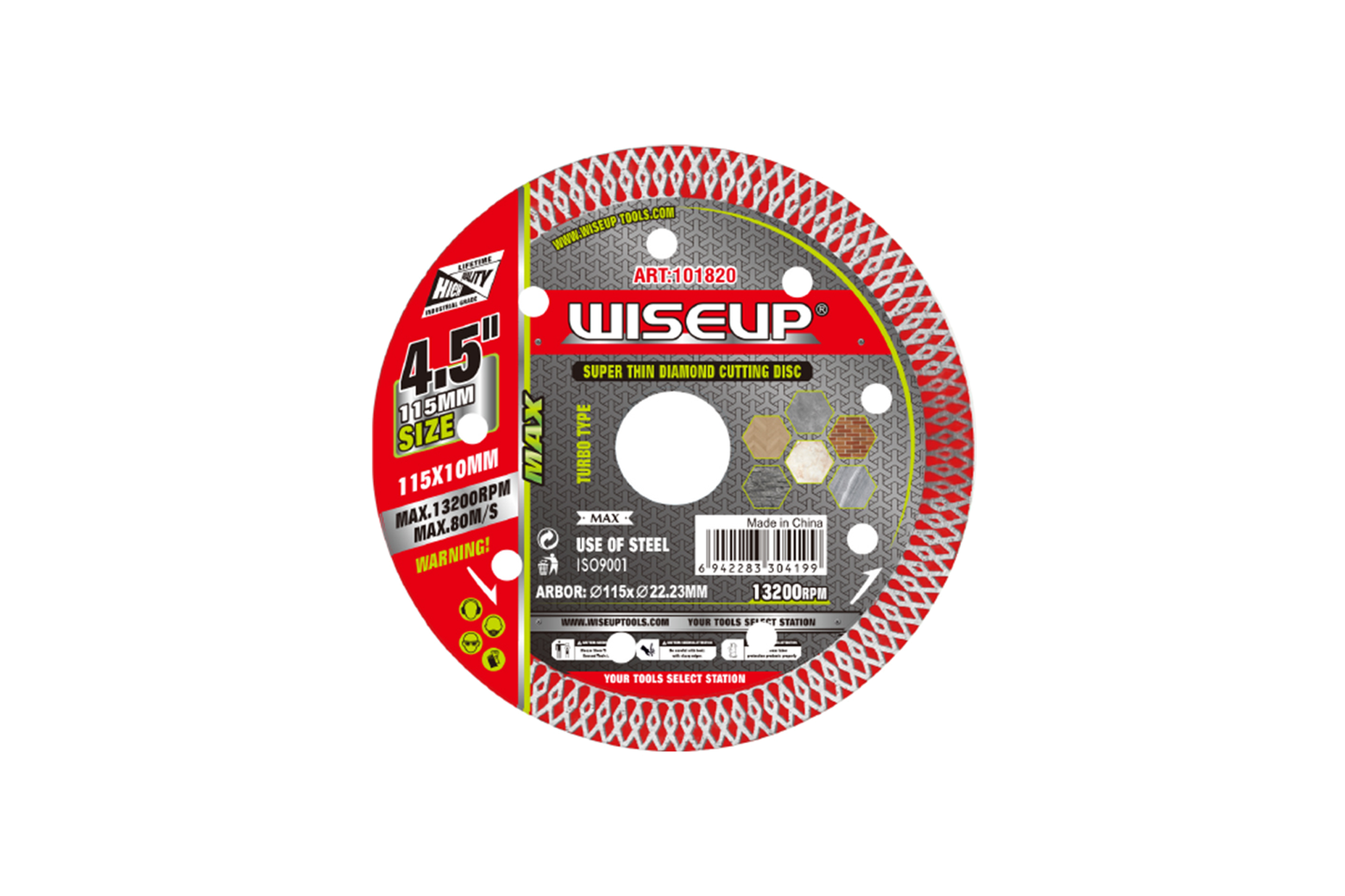 29523 WISEUP SUPER THIN DIAMOND CUTTING DISC 4.5" 115MMX22.23MM - Image 1