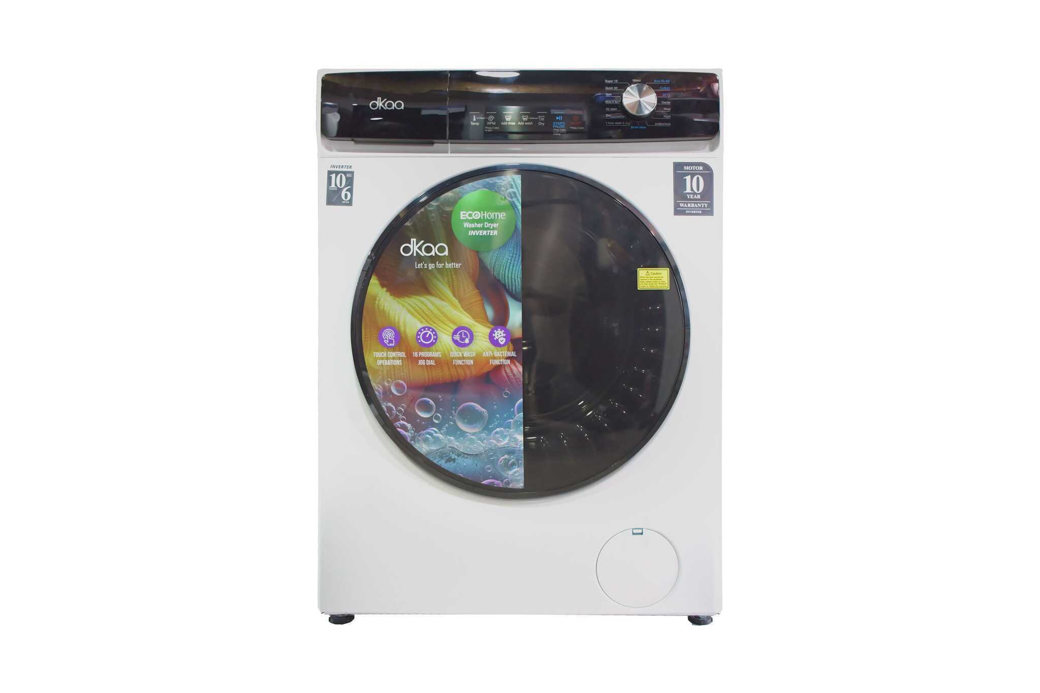 29583 A DKAA FRONT LOAD INVERTER WASHER & DRYER MACHINE 10KG/6KG WHITE 598X608X845MM - Image 1