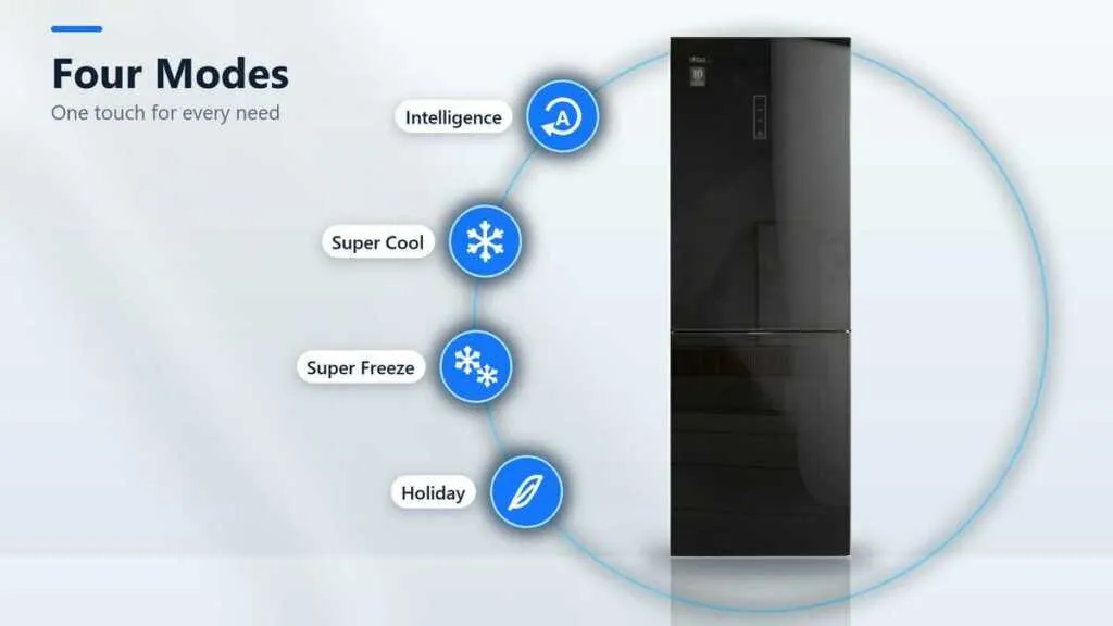 DKAA 2 door glass refrigerator four selectable modes