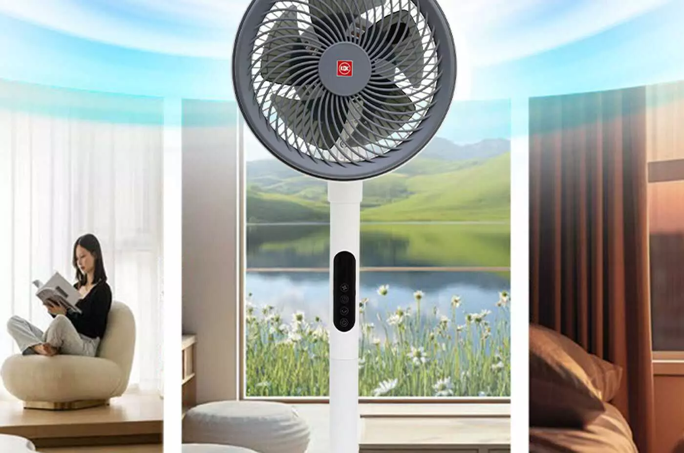KDK stand fan 3 wind modes for every mood
