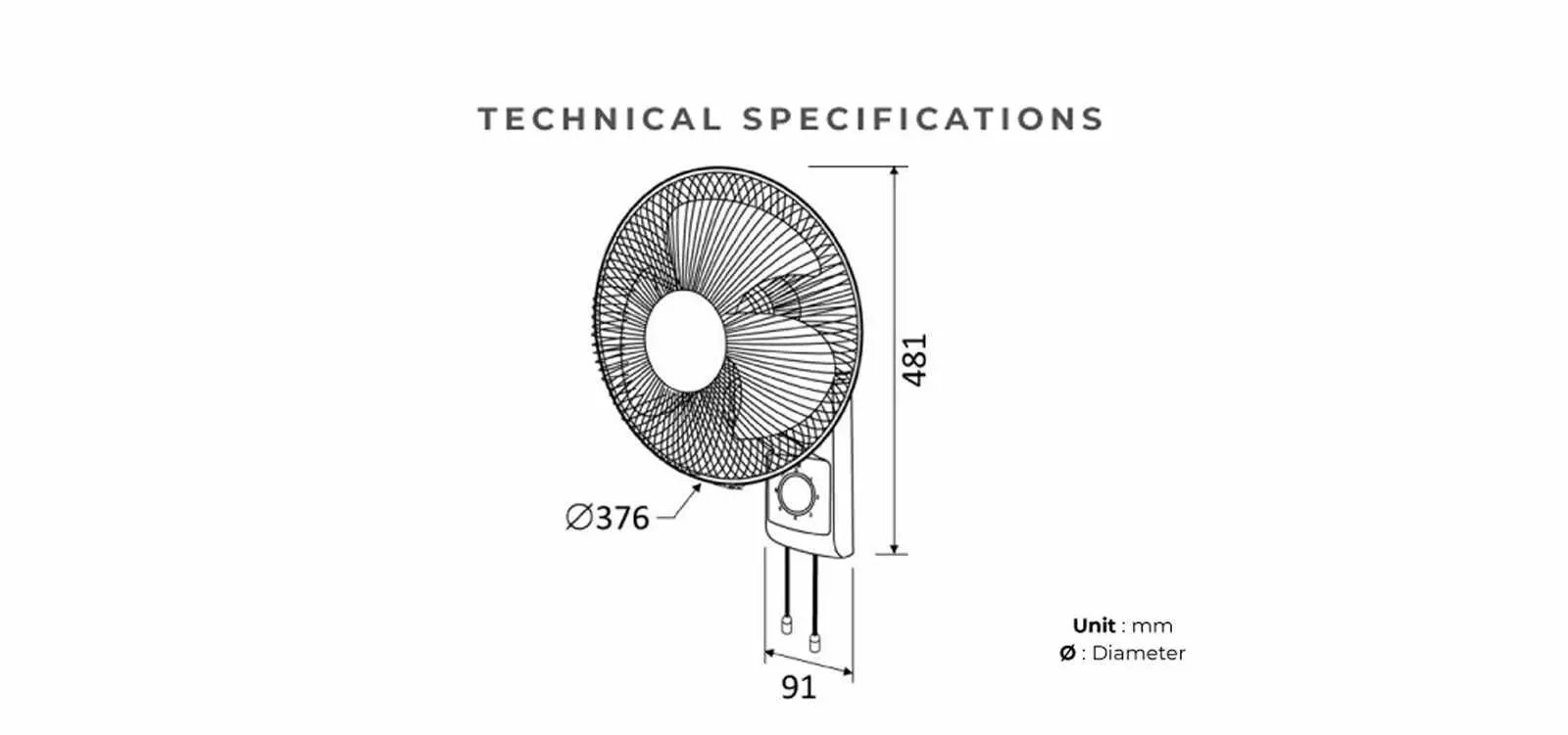 KDK M30CS technical drawing and dimensions