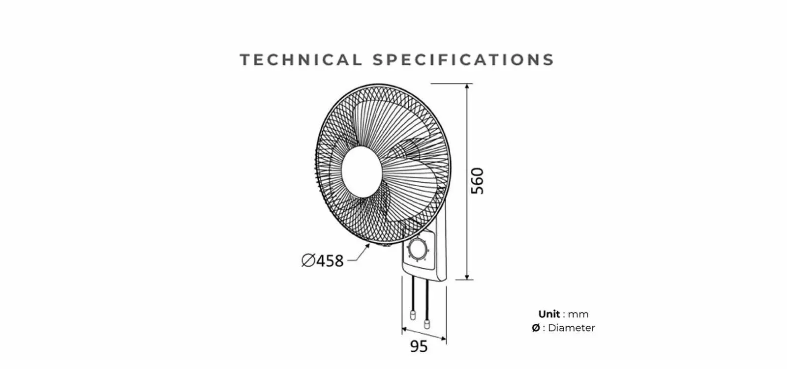 KDK M40CS technical drawing and dimensions