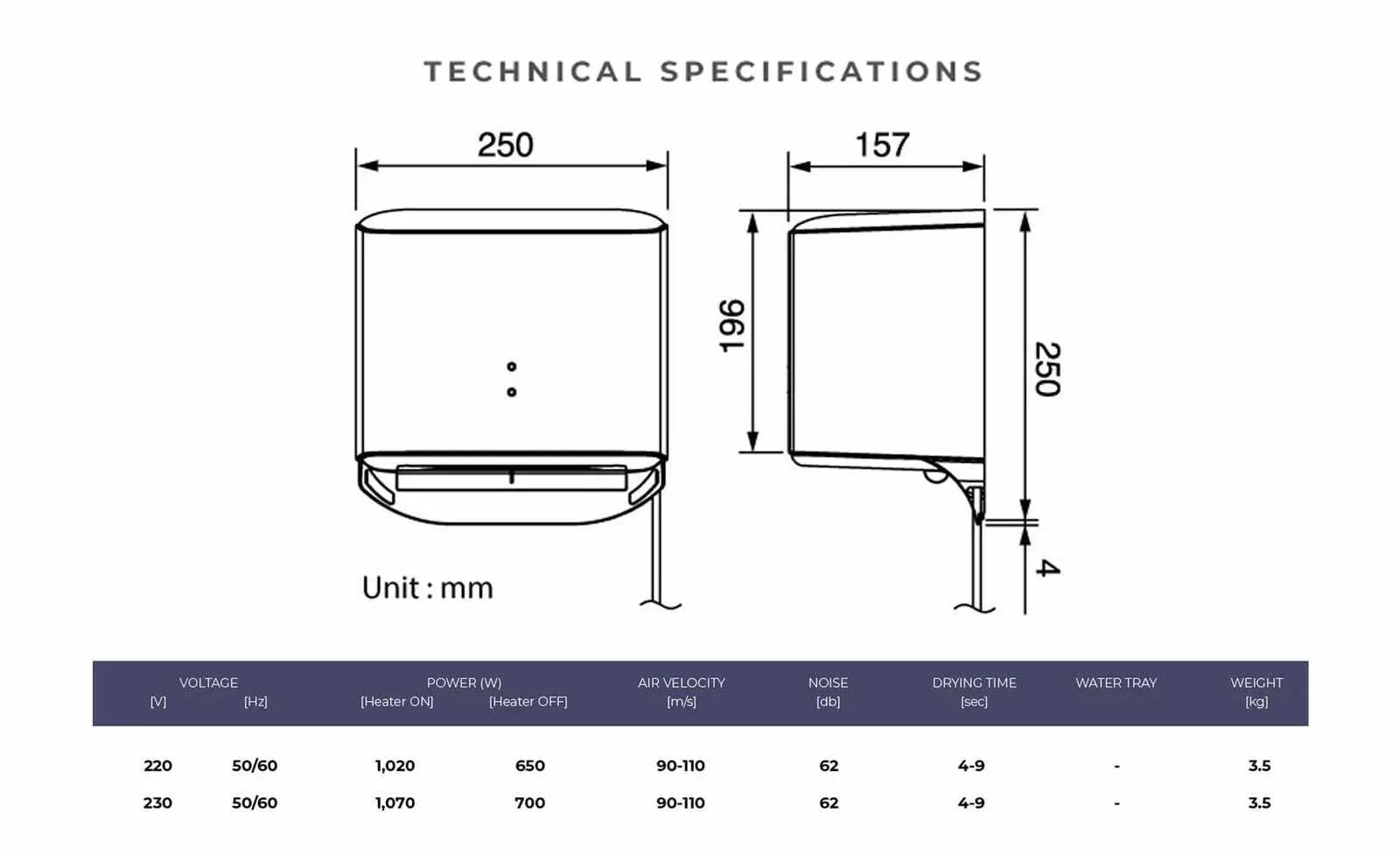 KDK T09BC technical drawing and dimensions
