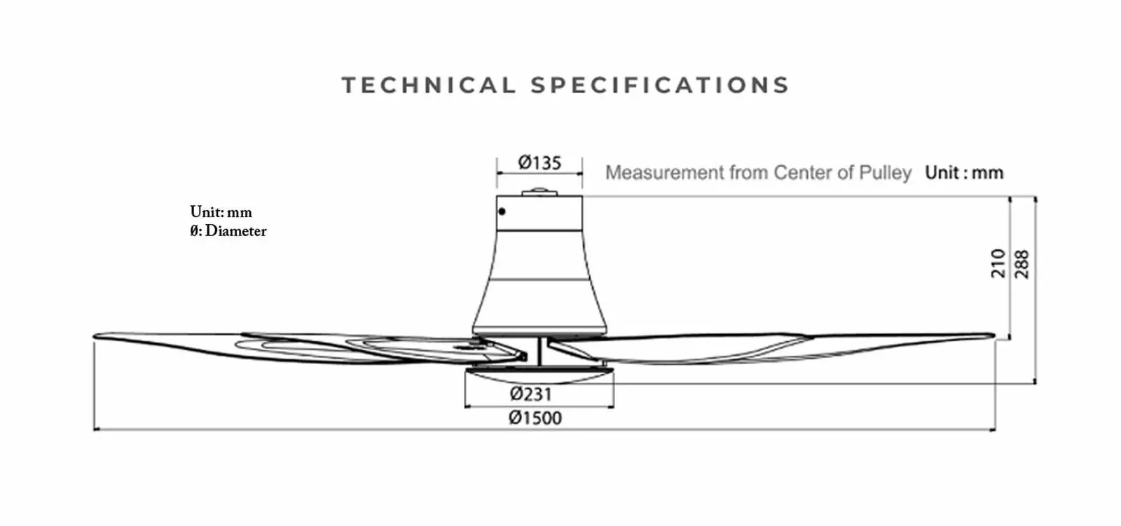 KDK T60AW technical drawing and dimensions