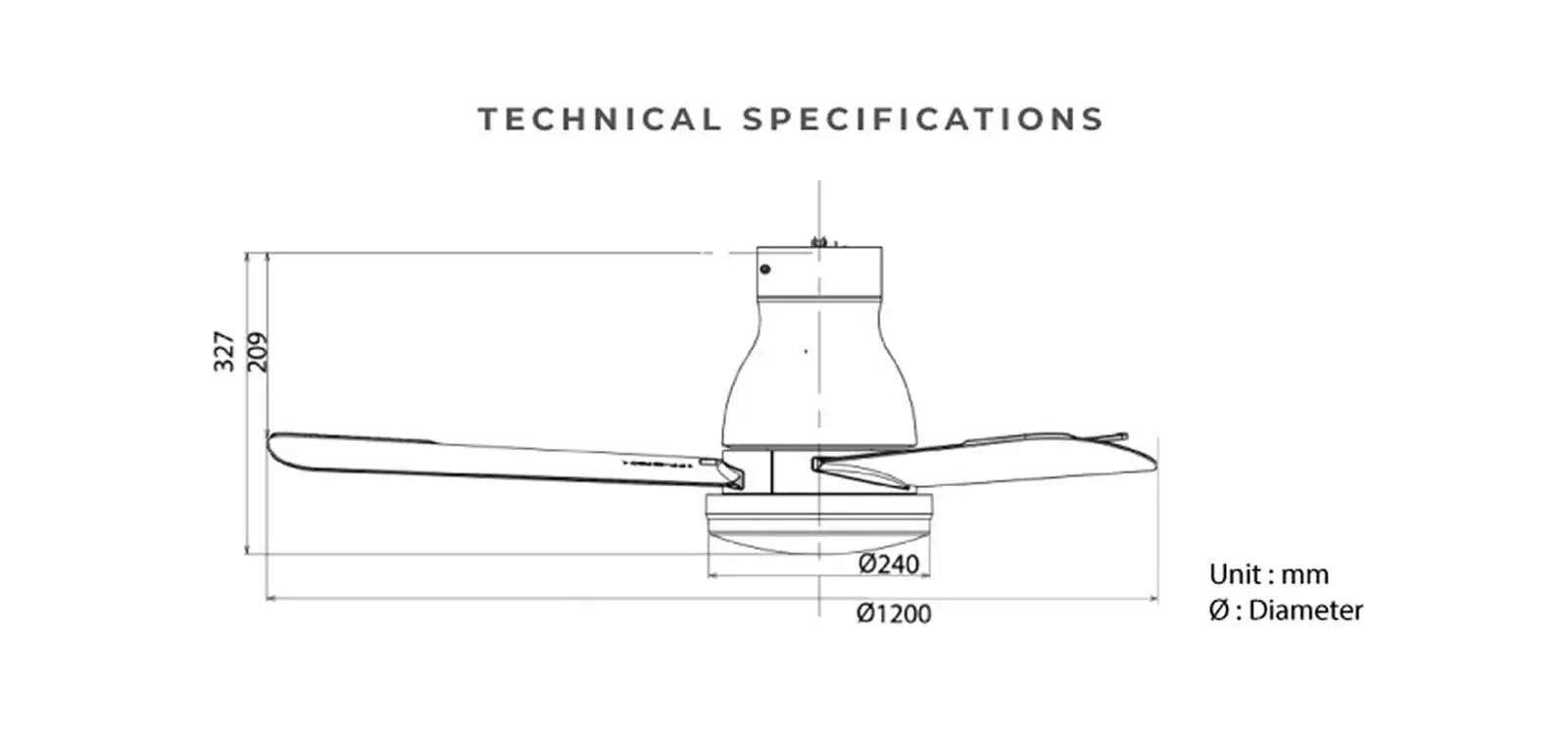 KDK U48FP technical drawing and dimensions