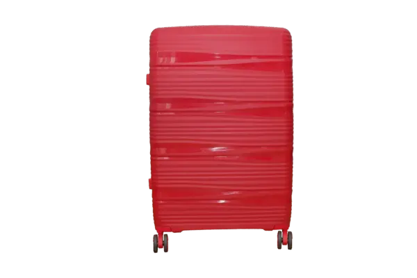 24 inch red hard shell luggage with a flowing wave pattern, front view