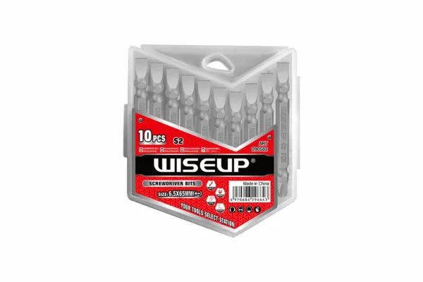 WISEUP 10PCS SCREWDRIIVER BIT SET S2 6.5X65MM PLUS/MINUS