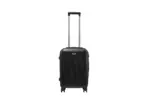 20 inch black hard shell luggage with fine vertical ribs, front view