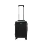 20 inch black hard shell luggage with fine vertical ribs, front view